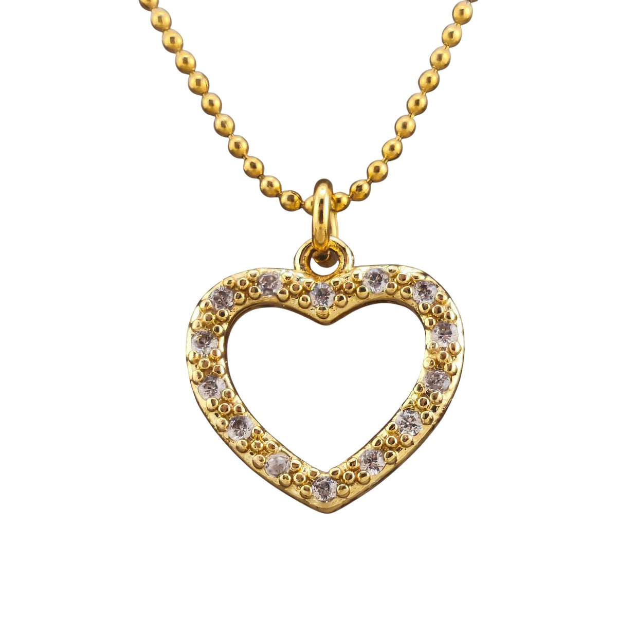 Fio Eco do Amor dourado, pormenor do pendente, sobre fundo branco.