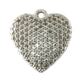 Pendente Promessa de Amor prateado, em forma de coração com superfície cravejada de zircónias.