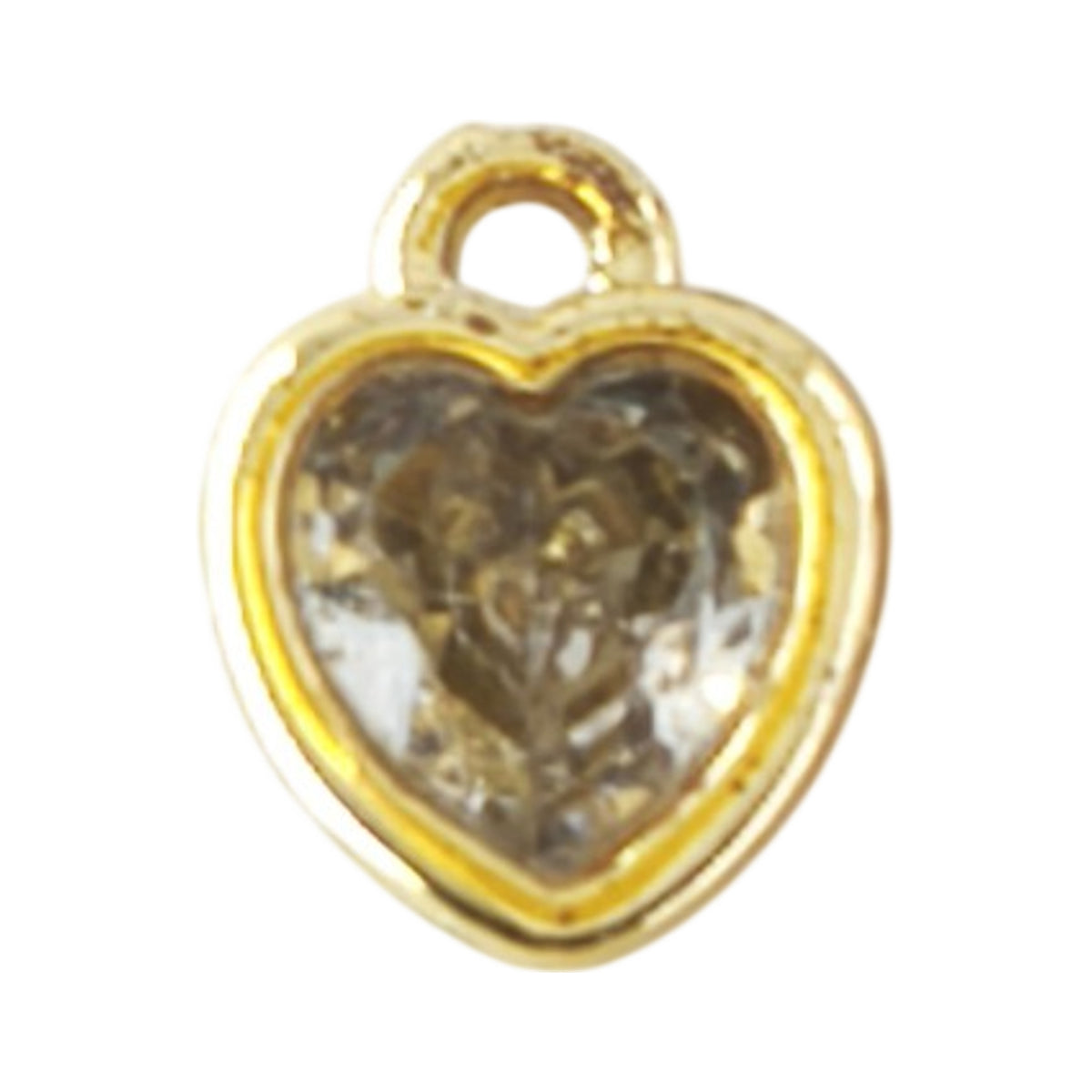 Pendente Delicadeza do Amor dourado, em forma de mini coração com zircónia central em efeito ponto de luz.