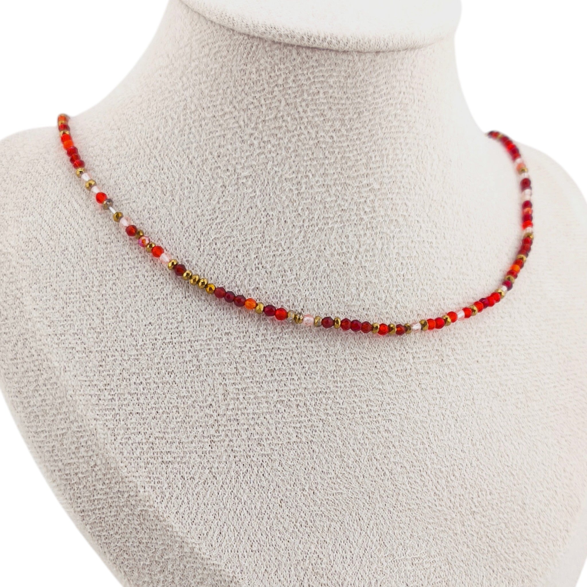 Gargantilha com contas de cristal facetado em aço inoxidável | Joias Glamour