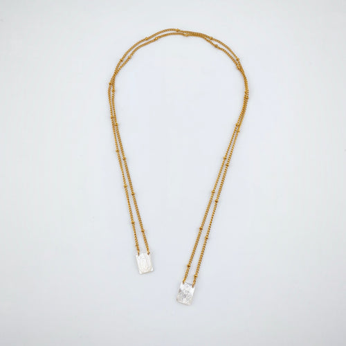 Modern Stainless Steel Scapular with Mother-of-Pearl | Jewelry of Faith