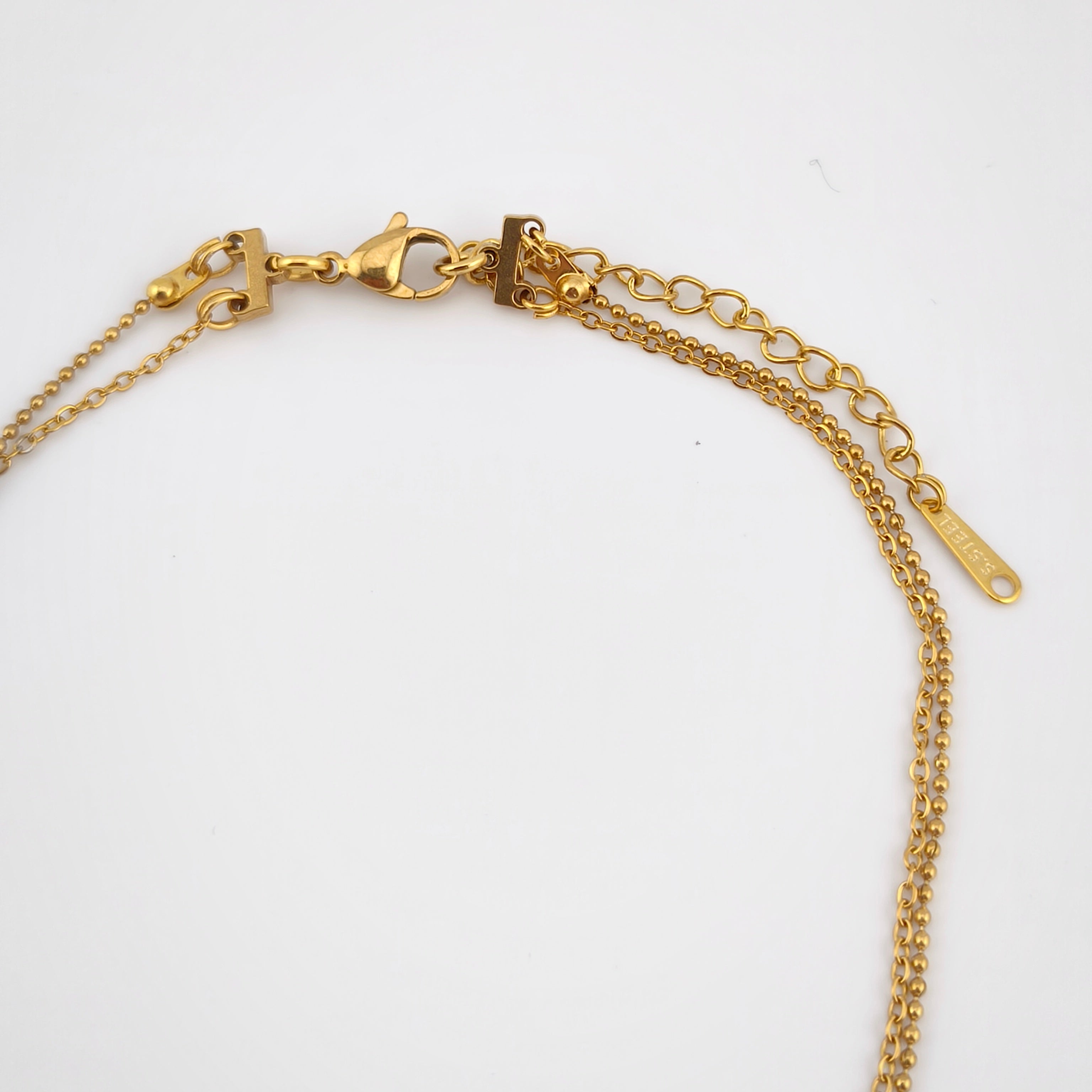 Colar Dupla Camada Aço Inoxidável com Medalha N. Senhora e Sagrado Coração | Joia de Fé