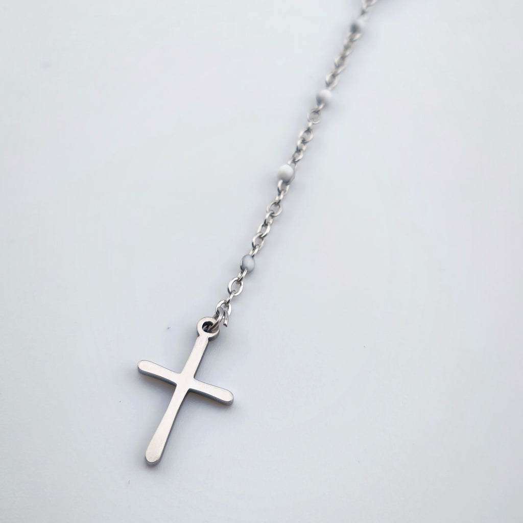 Colar Terço Coração N. Senhora e Cruz - Aço Inoxidável Dourado | Joia de Fé