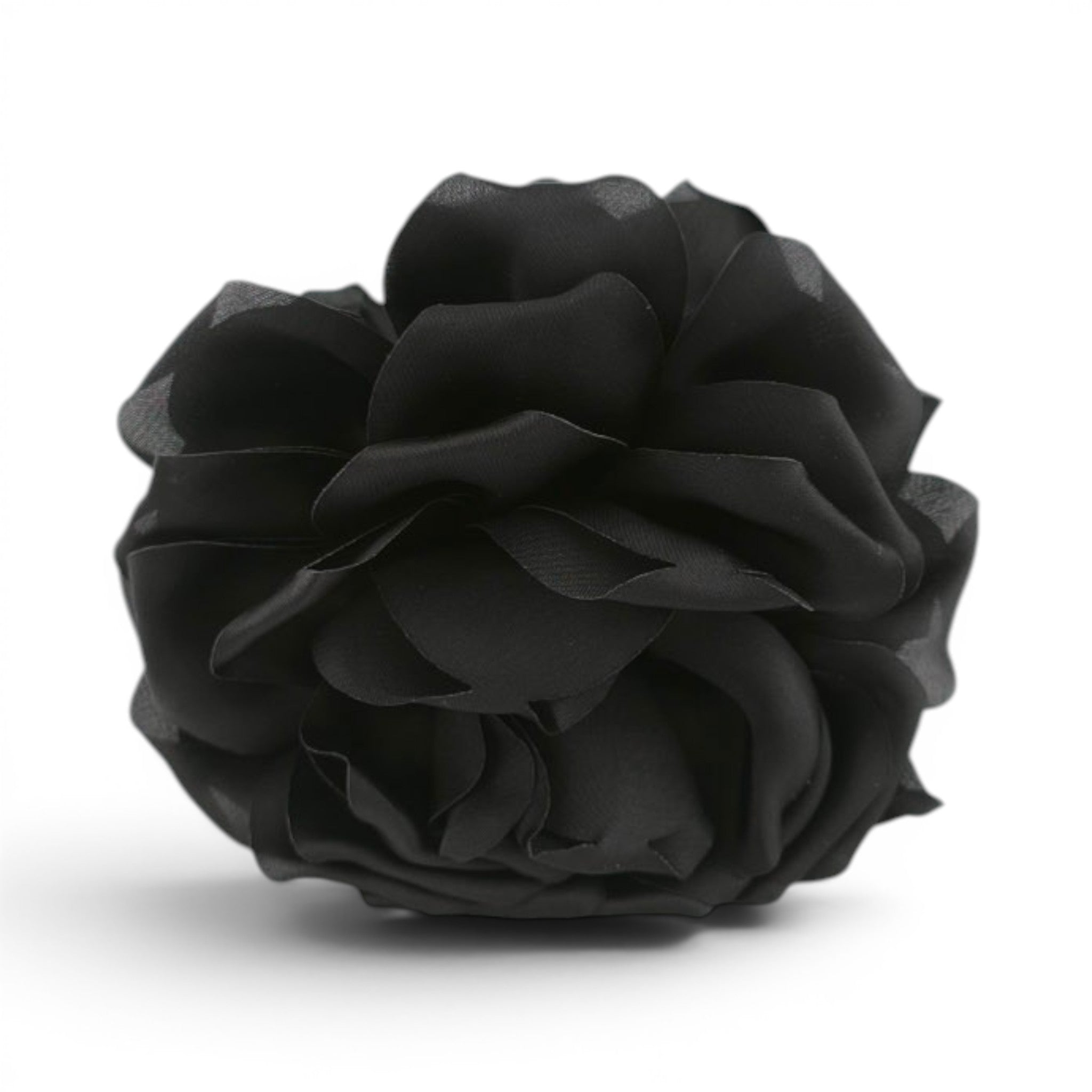 Mola de cabelo flor Peónia de tecido volumosa em cetim · Joias de Cabelo