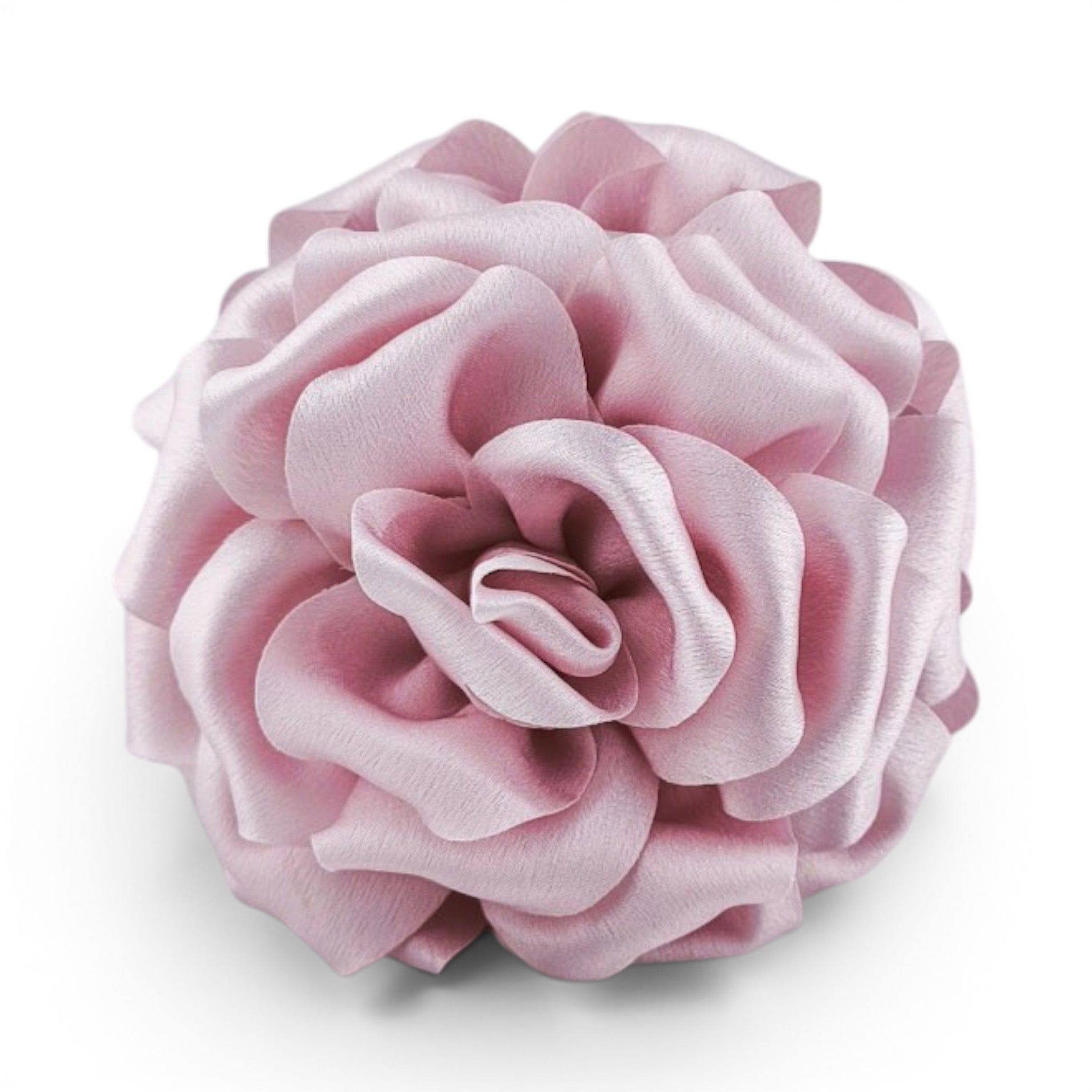Mola de cabelo flor Peónia de tecido volumosa em cetim · Joias de Cabelo