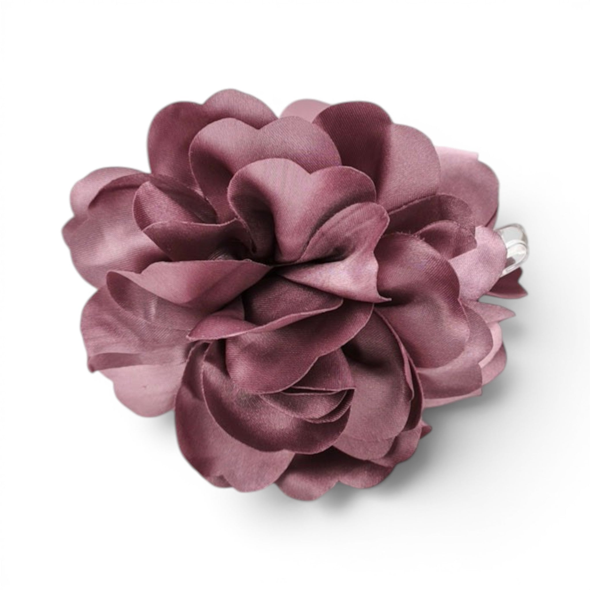 Mola de cabelo flor Peónia de tecido volumosa em cetim · Joias de Cabelo