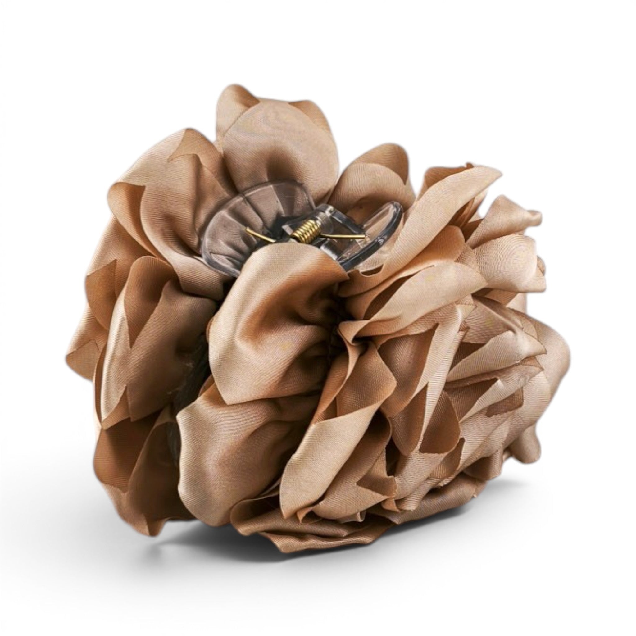 Mola de cabelo flor Peónia de tecido volumosa em cetim · Joias de Cabelo