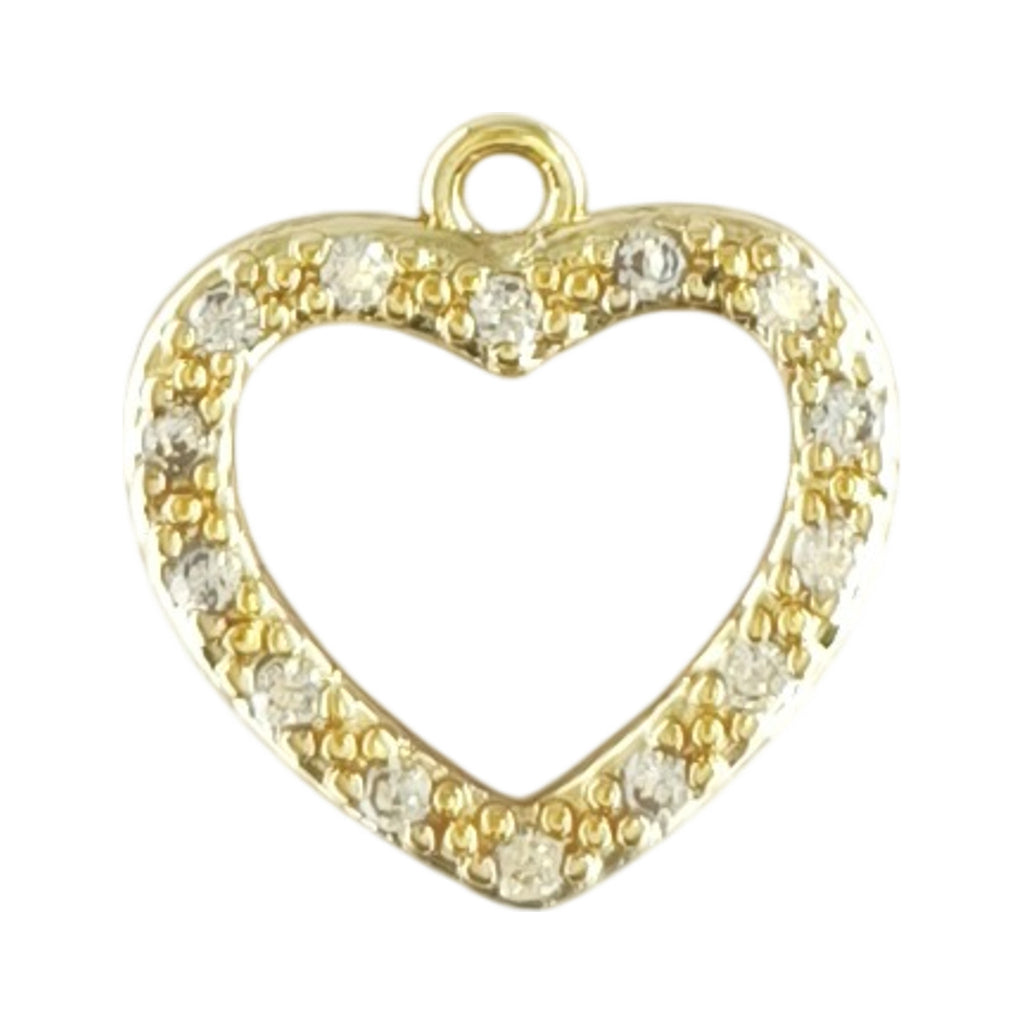 Pendente Eco do Amor dourado, em forma de coração vazado com rebordo cravejado com zircónias.