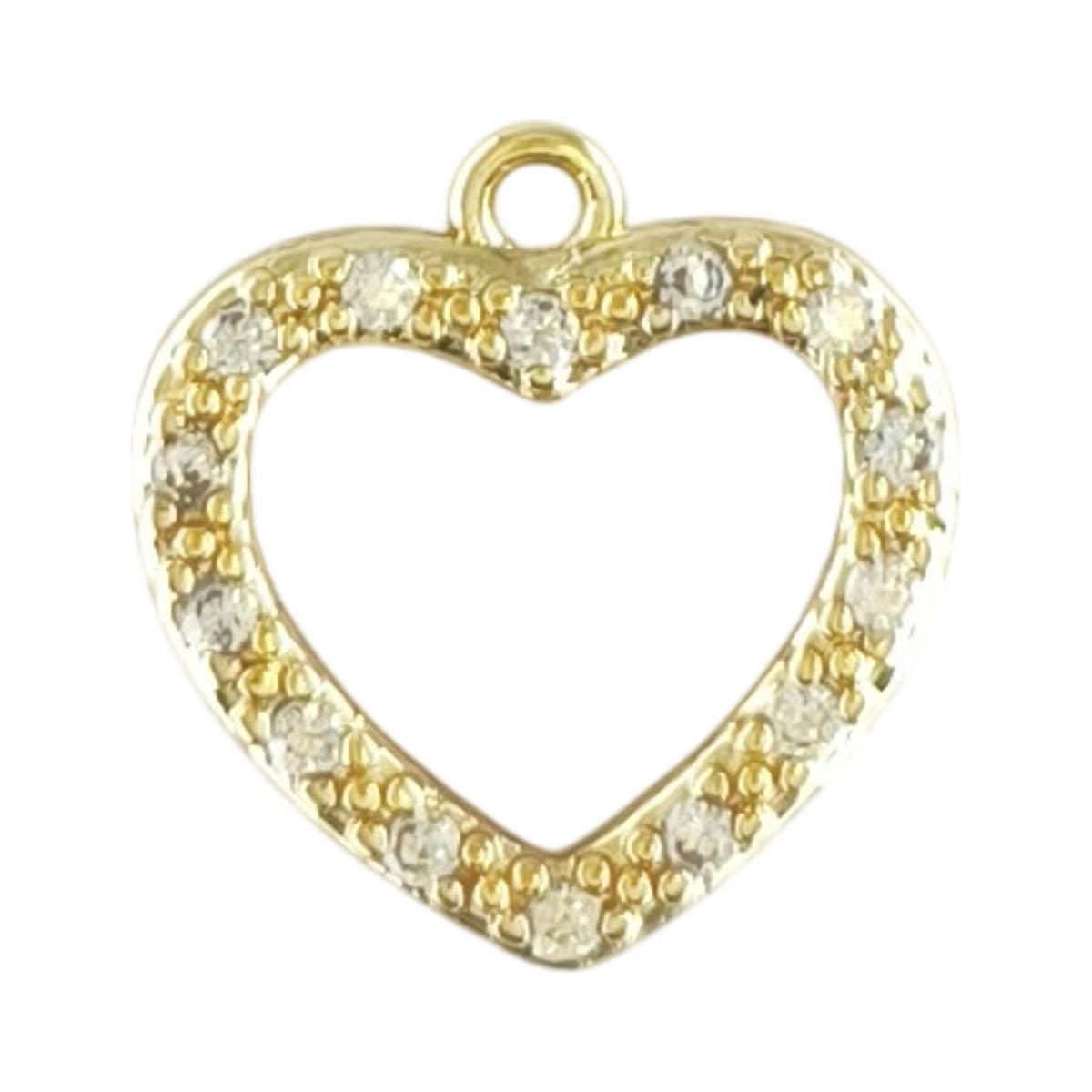 Pendente Eco do Amor dourado, em forma de coração vazado com rebordo cravejado com zircónias.